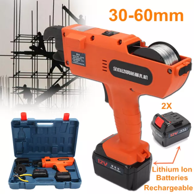 12V Automatic Handheld Rebar Tier Tool Building Tying Strapping Machine 30-60mm