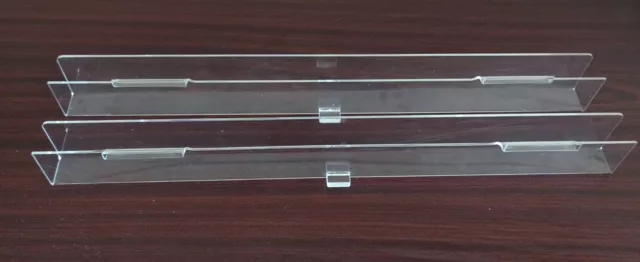 2x 600mm Acrylic Slatwall Display Racks/Shelving, for Cards/Stationery etc