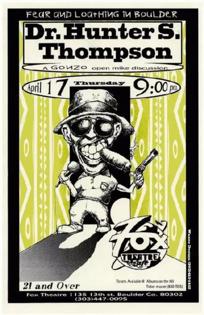 Hunter S. Thompson Fox Boulder 1997 Concert Poster