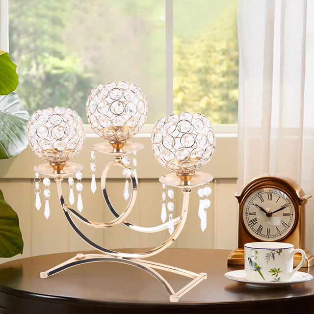 Gold Candle Holders 24Pcs/ 8 Set - Elegant Metal Candlestick Holders