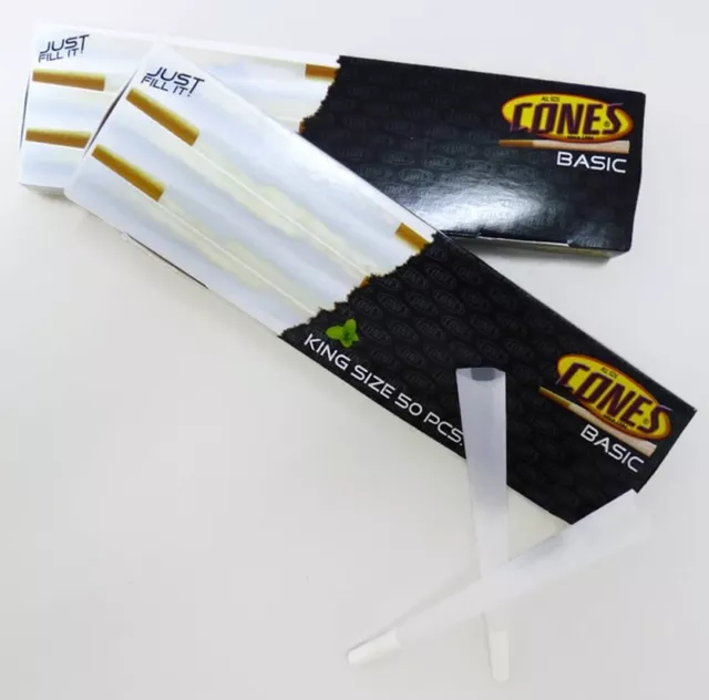 PAPER CONES King Size, 109mm . vorgefertigte konische Hülsen mit Stopfer