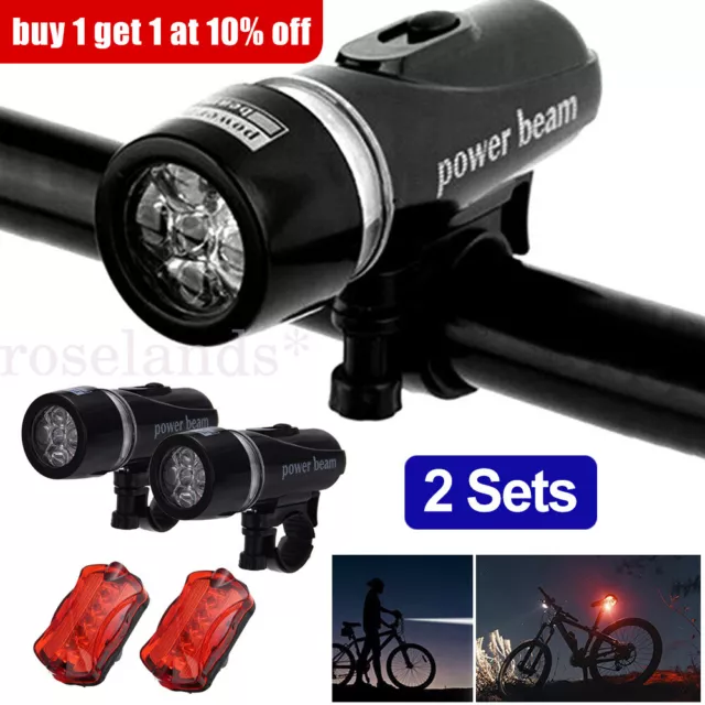 NEW 2x Front Rear Bike Light LED Bicycle Light Tail Lights Waterproof Headlight