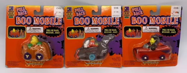 Set Of Three 1994 Spooky Specialties Pull Back Boo Mobile Toys Halloween NIP OS