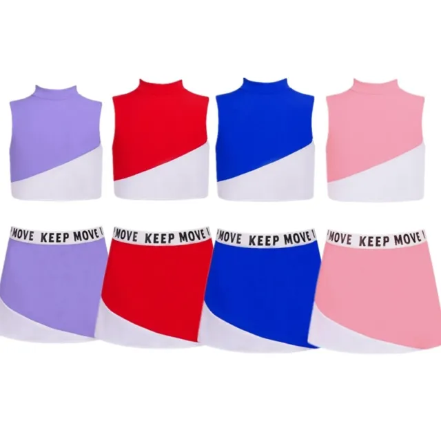 Girls Golf Tennis Dress Outfits Crop Tank Tops A-line Skirt with Built-in Shorts