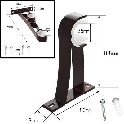Curtain Rod Single/Double Bracket Pole Holders Aluminum Support for 25-28mm Rod