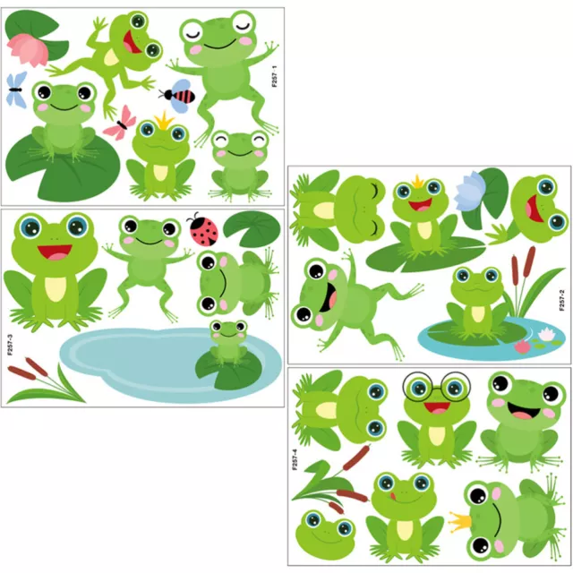 4 Sheets Frogs Wall Paper Kids Room Decor Sticker for Removable