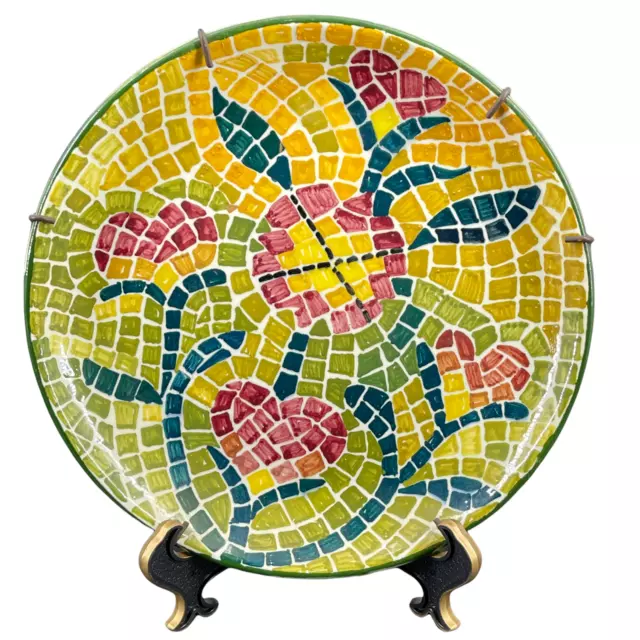 Ravenna Italy Italian Pottery Plate Vintage Signed Handpainted Mosaic Design 7.5