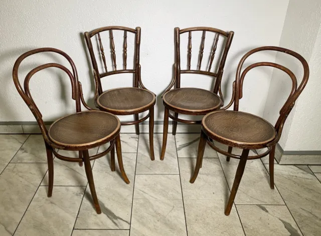 Ein set 4 Thonet / Mazowia  Bistro Stühle Mit Schöne Patina Um 1920