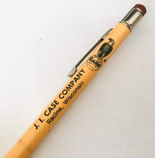 Vintage J I CASE Company Racine Wisconsin Mechanical Pencil Eagle Globe Logo
