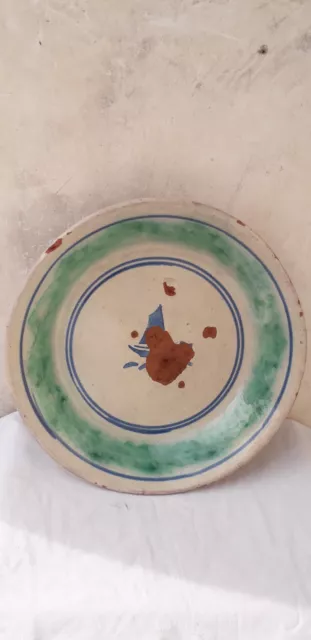 Antico piatto fangotto ceramica Caltagirone