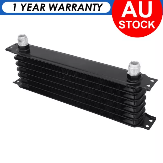 7 Row Black Aluminum Racing Engine Transmission Oil Cooler For Universal AN-10AN