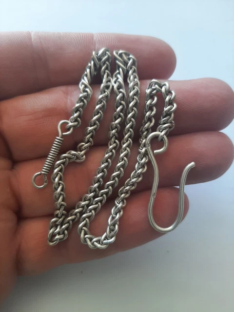 Grande Chaîne En Argent Massif Sterling - Longueur 87 Cm, Vintage, Occasion