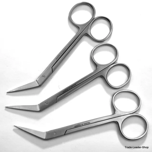 3x Iris Angled Dental Surgical Shears Iris Micro Serrated Surgical