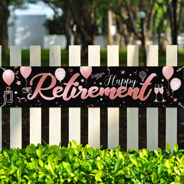Happy Retirement Party Decoration Banner Rose Gold Retirement Wall Sign Large x