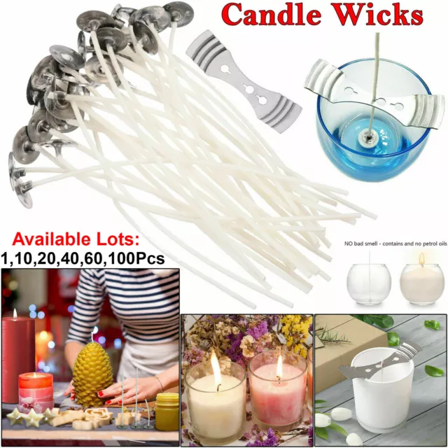 150mm Pre Waxed Candle Wicks with Sustainers Long Tabbed for Candle Making Craft