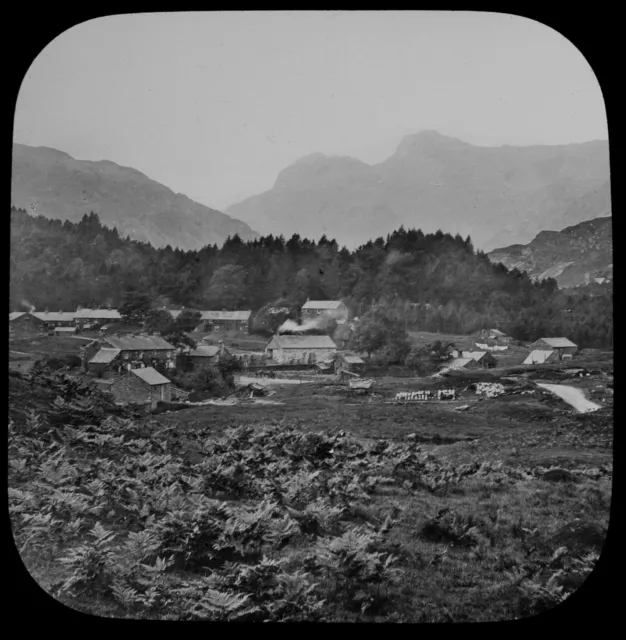 ELTERWATER VILLAGE C1887 ANTIQUE Magic Lantern Slide LAKE DISTRICT PHOTO
