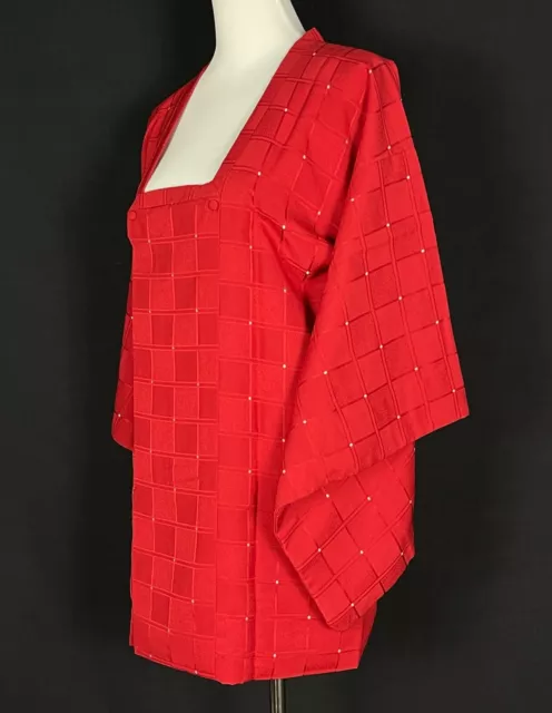 Vintage 100% Silk Japanese Haori MICHIYUKI Kimono Jacket Red