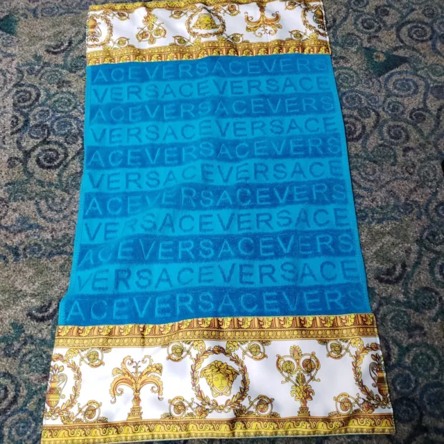 Versace  baroque blue designer body towel wash cloth