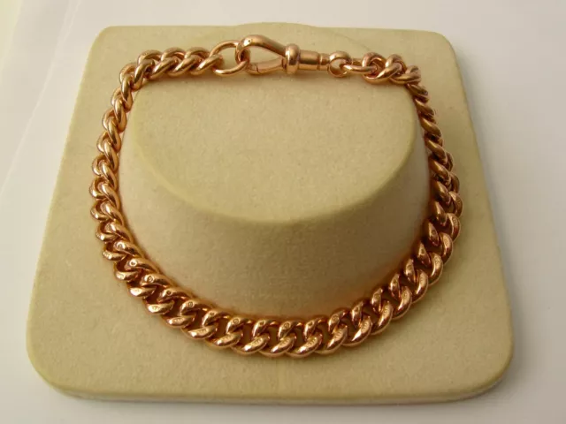 GENUINE 9K 9ct SOLID ROSE Gold ALBERT CURB Bracelet with CLASP 19 cm