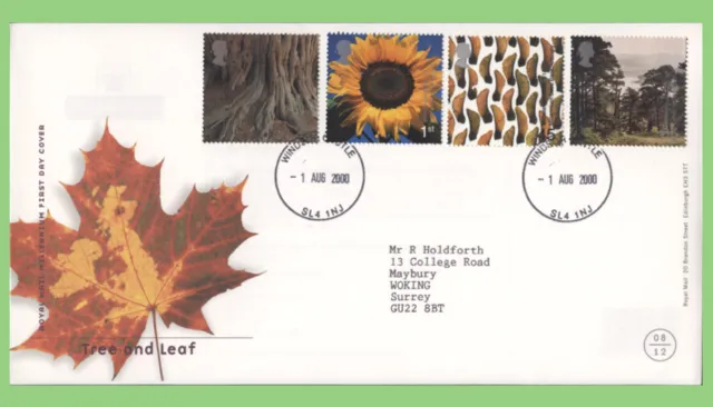 G.B. 2000 Tree and Leaf set Royal Mail First Day Cover, Windsor Castle cds