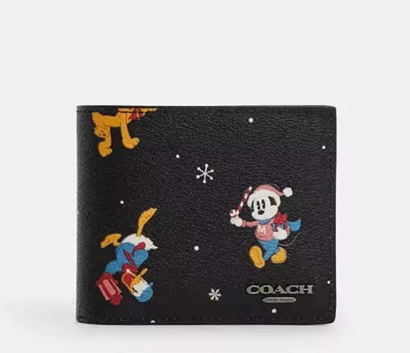Coach Disney X Coach 3 In 1 Wallet With Holiday Print Black Multi NWT CM181