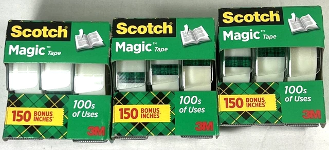 Lot of 3 Packages Scotch Magic Tape 3-Packs Each Roll .75" X 350" Total 9 Rolls