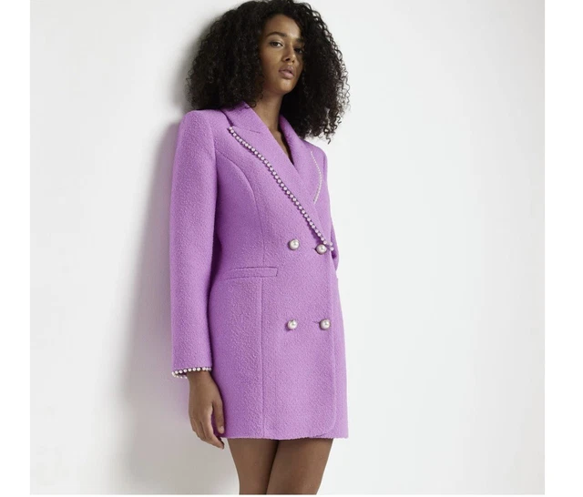 open lace back dress 21SIX Pink Rosa Taffeta Feather Blazer Dress