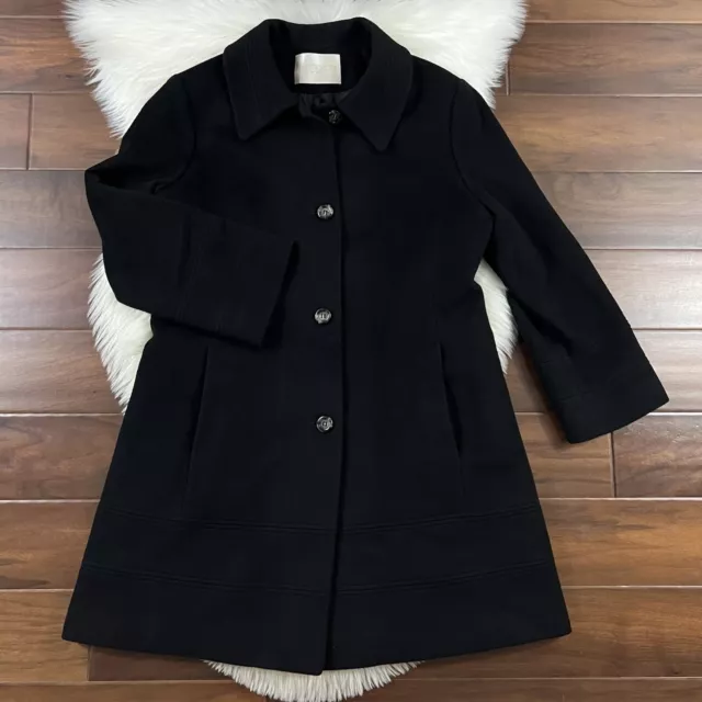 Fleurette Women's Size 16 Black Button Cashmere Wool Blend Coat
