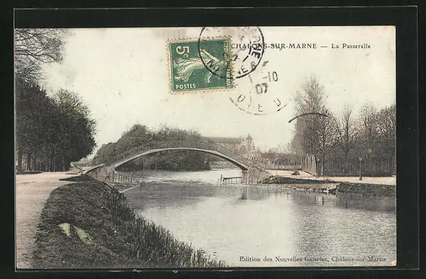 CPA Châlons-sur-Marne, La Passerelle 1907