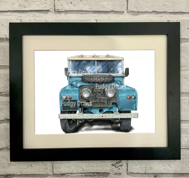 Land Rover Series 2A station wagon Safari roof Mounted or Framed Art Print gift