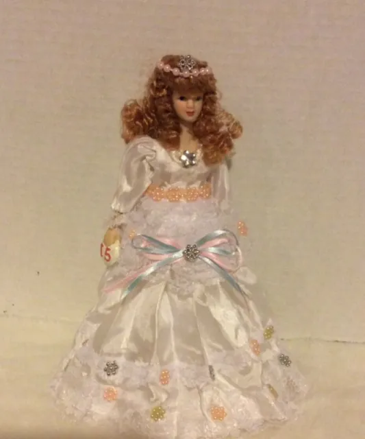Vintage Porcelain Quinceanera Doll Figurine, 8.5” Tall