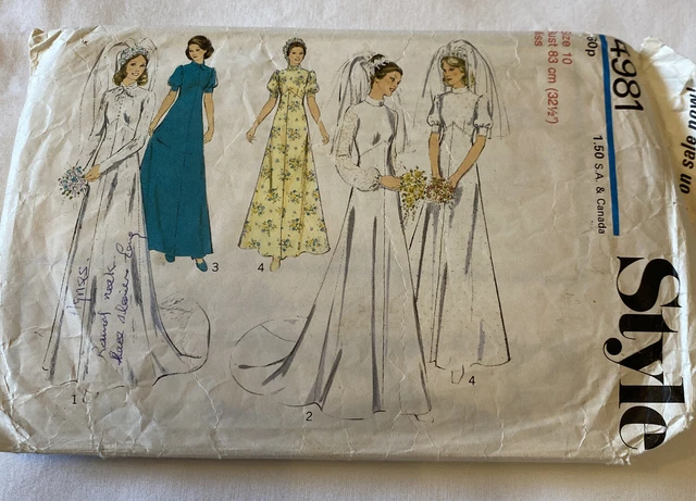 VINTAGE STYLE SEWING pattern 4981 1970s Wedding & Bridesmaid Dress ...