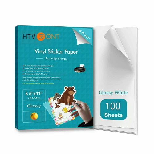 GLOSSY WHITE PRINTABLE Vinyl Sticker Paper for Inkjet Laser Waterproof