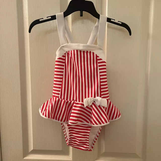 Circo Red and White Striped Retro Style Swimsuit One Piece Girls Size 5T NWT
