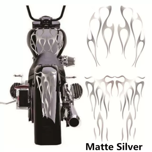 Matt Silber Motorrad Tank und Kotfl��gel Flamme Aufkleber Kit Stilvolles Aufkleb 3