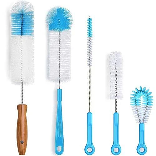 5 Pack Long Bottle Cleaning Brush Cleaner for Washing Water Bottle and Straw