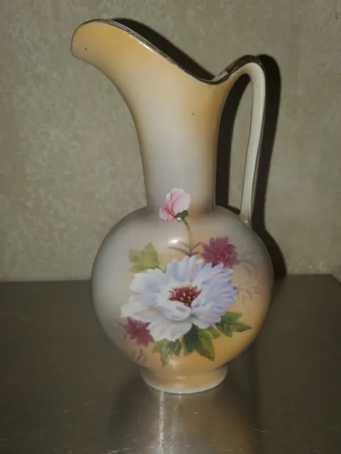 Gorgeous Vintage UCAGCO CHINA Handpainted Japan Yellow Vase w/White Pink Florals