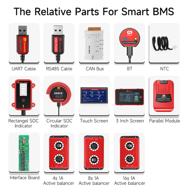 Bluetooth Module Controller DALY SMART BMS Bluetooth Module/RS485/UART/LCD Touch Control/Active ...