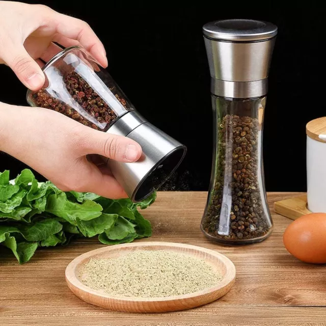 Stainless Steel Salt and Pepper Grinder Manual Ceramic Mills Glass Kitchen