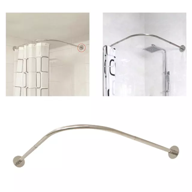 Stretchable Shower Curtain Rail No Drilling Rod Pole for Bathtub Corner