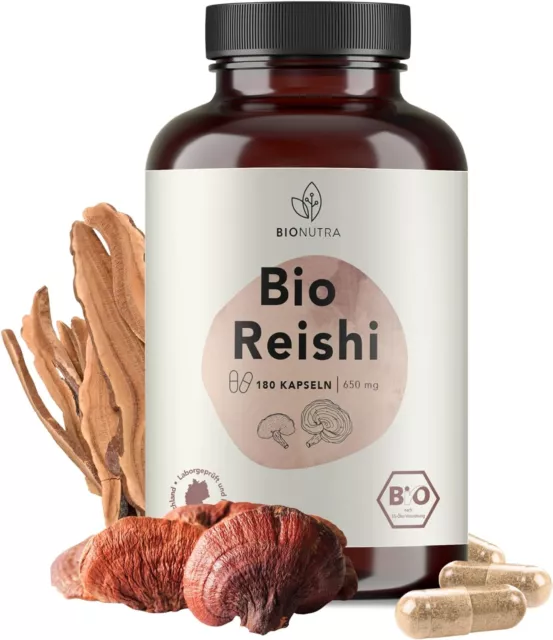 BIONUTRA® Reishi Kapseln Bio (180 x 650 mg), hochdosiert, deutsche Herstellung