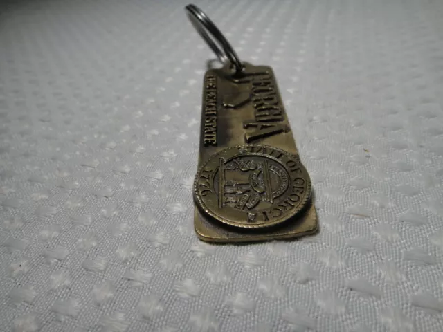 State of Georgia Souvenir Brass Keychain Peach State 2