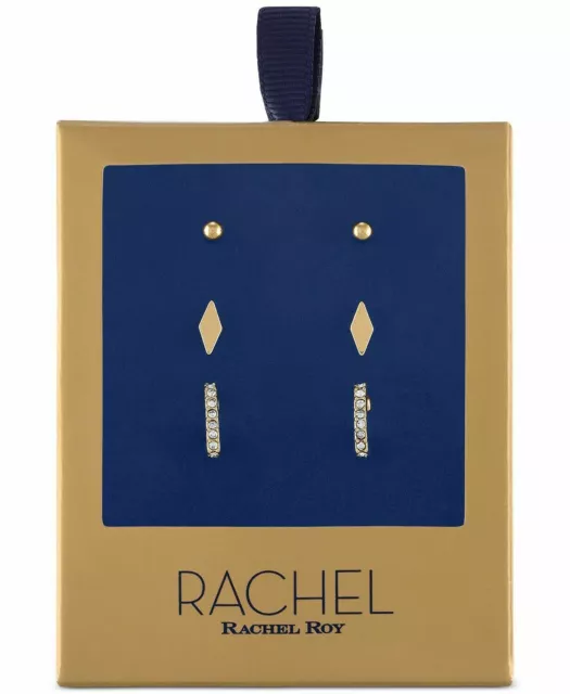 Rachel Roy Stud and Hoop Gold Tone Set of 3 Earrings