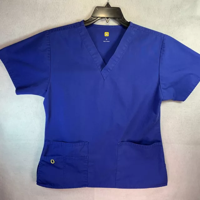 WonderWink Womens Scrub Top Small Royal Blue Style 6016A V-Neck Short Sleeve