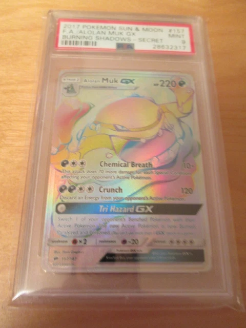 Pokemon PSA 9 MUK - SM ** BURNING SHADOWS ** GX Full Art FA rainbow hyper  RR