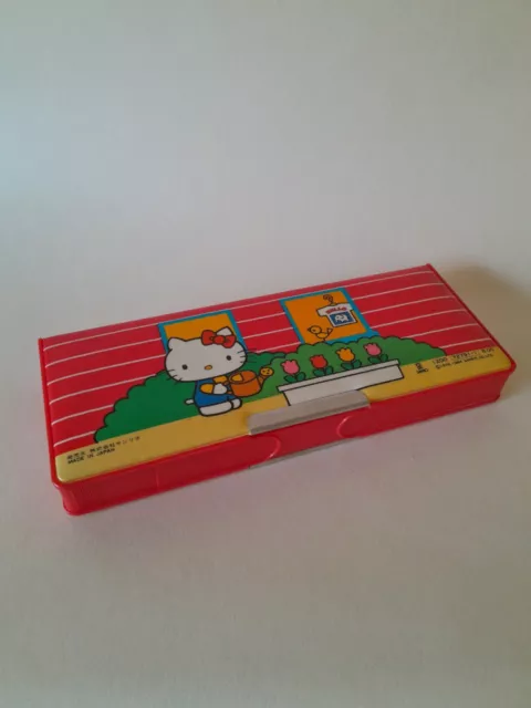 Hello Kitty Rare Vintage Sanrio Red Two Tier Tin Pencil Case Box Japan 2