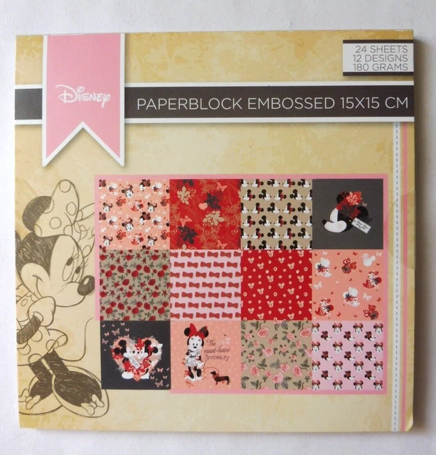 Designpapier Designblock Bastelpapier 2x12 Motive 15x15cm - DISNEY MINNIE MAUS