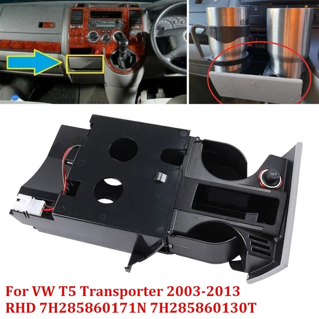 Center Console Cup Holder / Coin Tray For VW Transporter T5 / T5.1 2003-2015 – Black Plastic