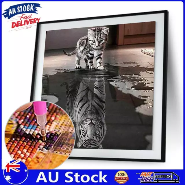 AU Cat Tiger 5D Diamond Painting Embroidery DIY Cross Stitch Craft Home Decor