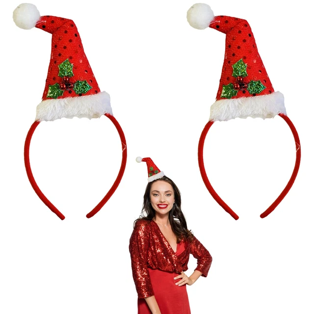LIZZY 2 X Christmas Mini Santa Hat Head Bopper Children Adult Fancy